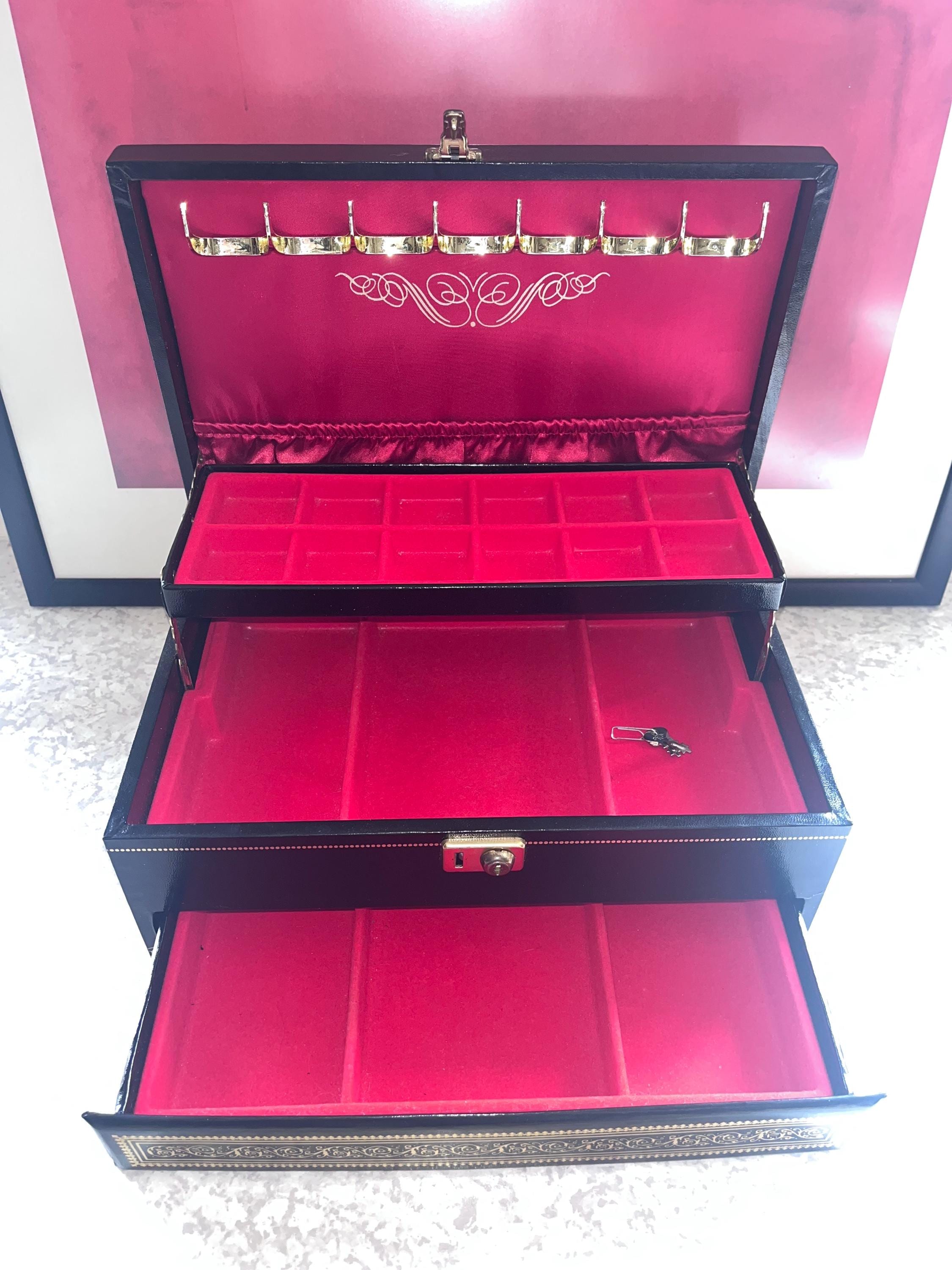 MELE Black Faux Leather Jewellery Box With Gold Ornament - Etsy