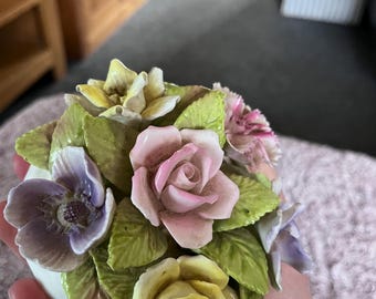 Vintage Coalport Bone China Roses Paperweight, Cottagecore Decor