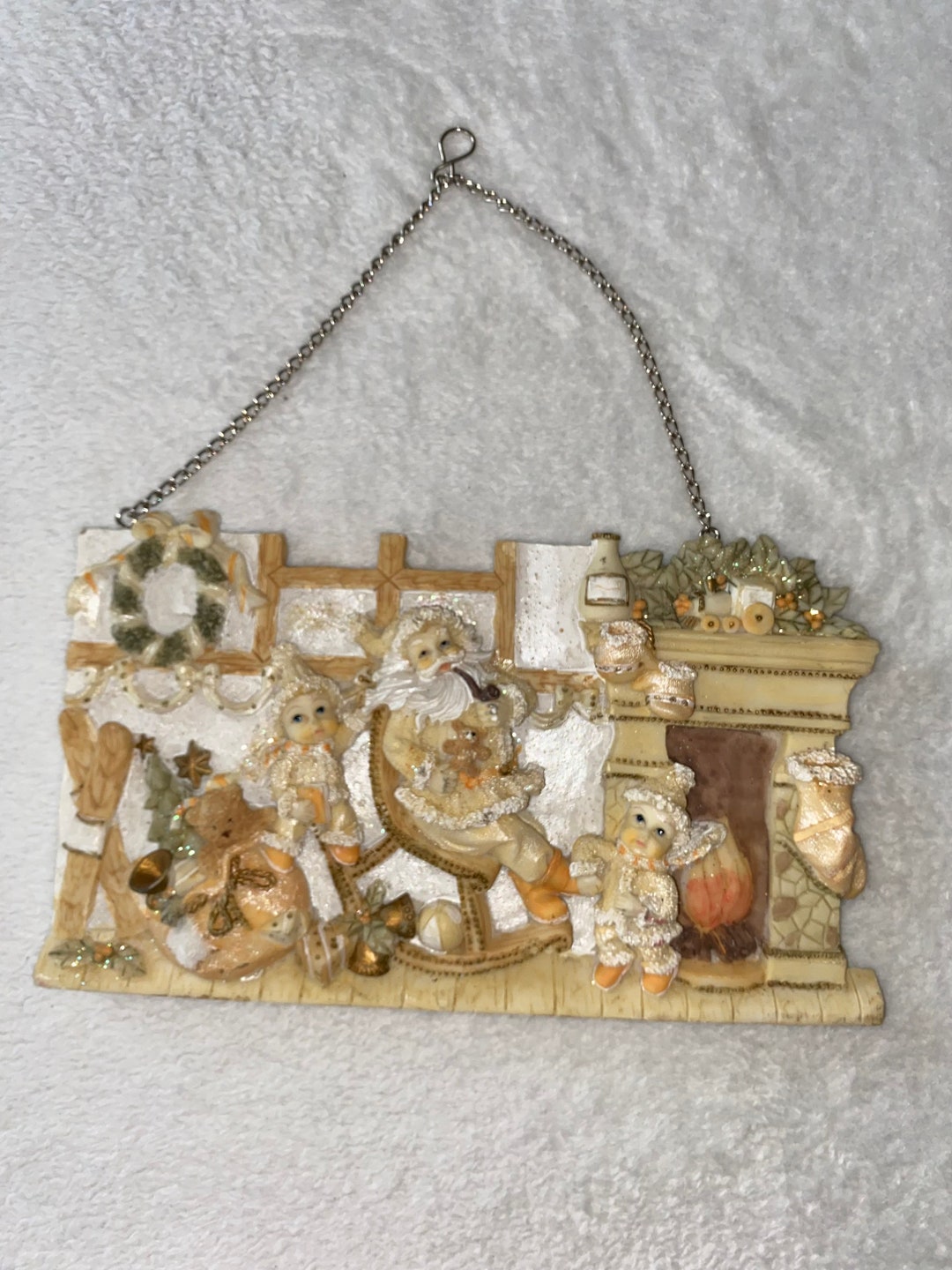 Vintage Christmas Hanging Plaque Stand Santa Father Christmas Etsy