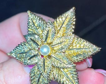 Pin de estrella vintage con broche de perla sintética, regalo para ella