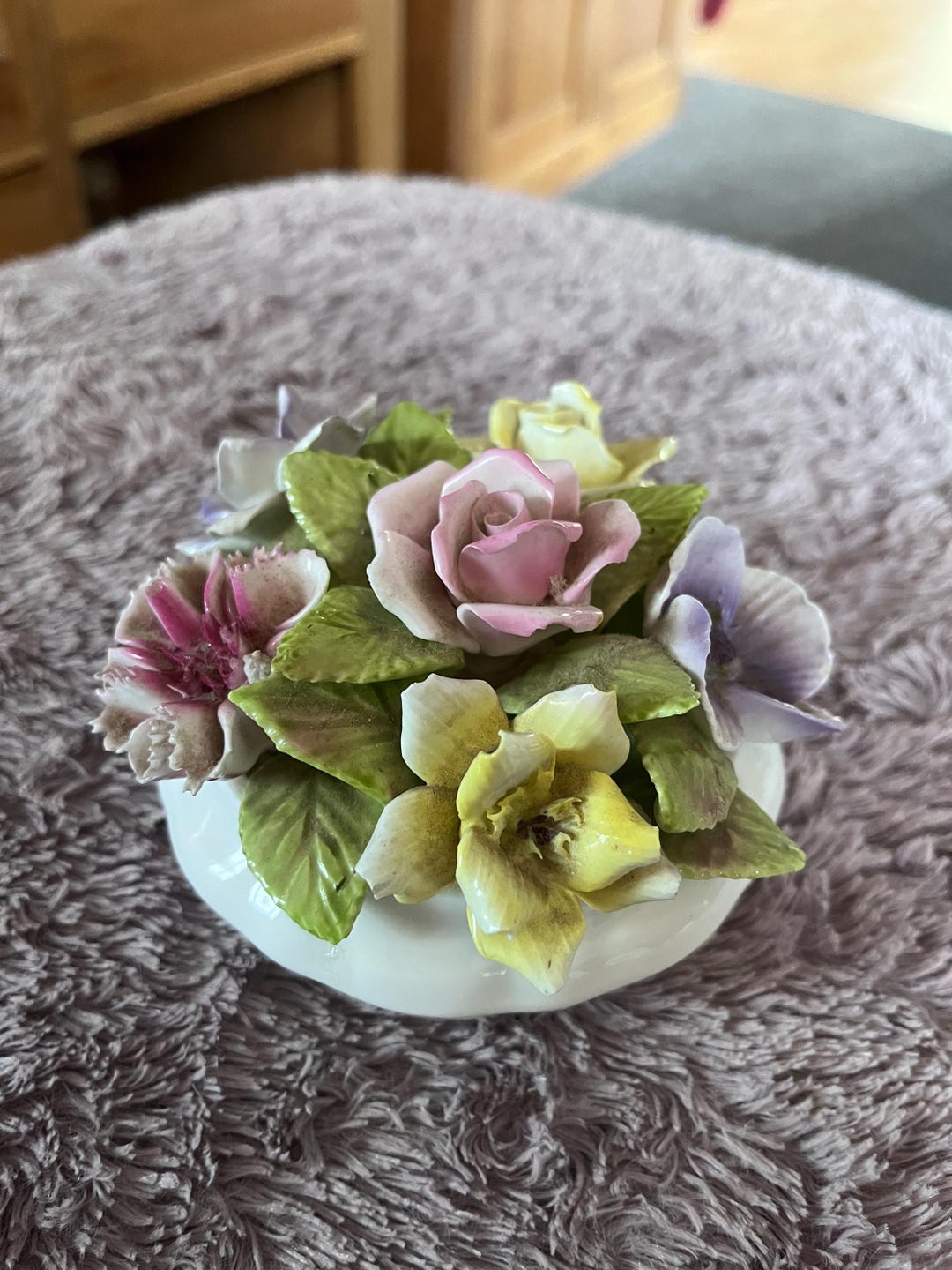 Vintage Coalport Bone China Roses Paperweight, Cottagecore Decor