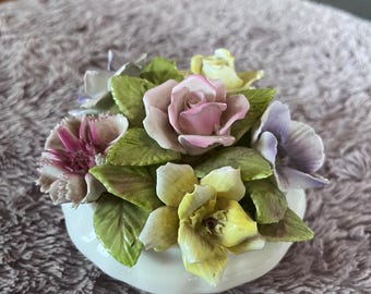 Vintage Coalport Bone China Roses Paperweight, Cottagecore Decor