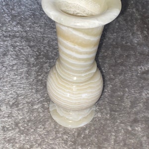 Beige onyx marble vase Cilindrical vase Vintage rare unique luxury