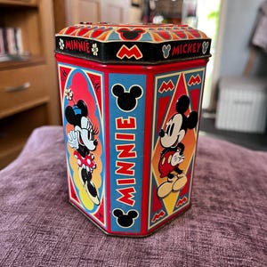 Vintage Disney Mickey and Minnie Tin Jar – Biscuit Barrel, Cookie Jar, Decorative Ice Bucket