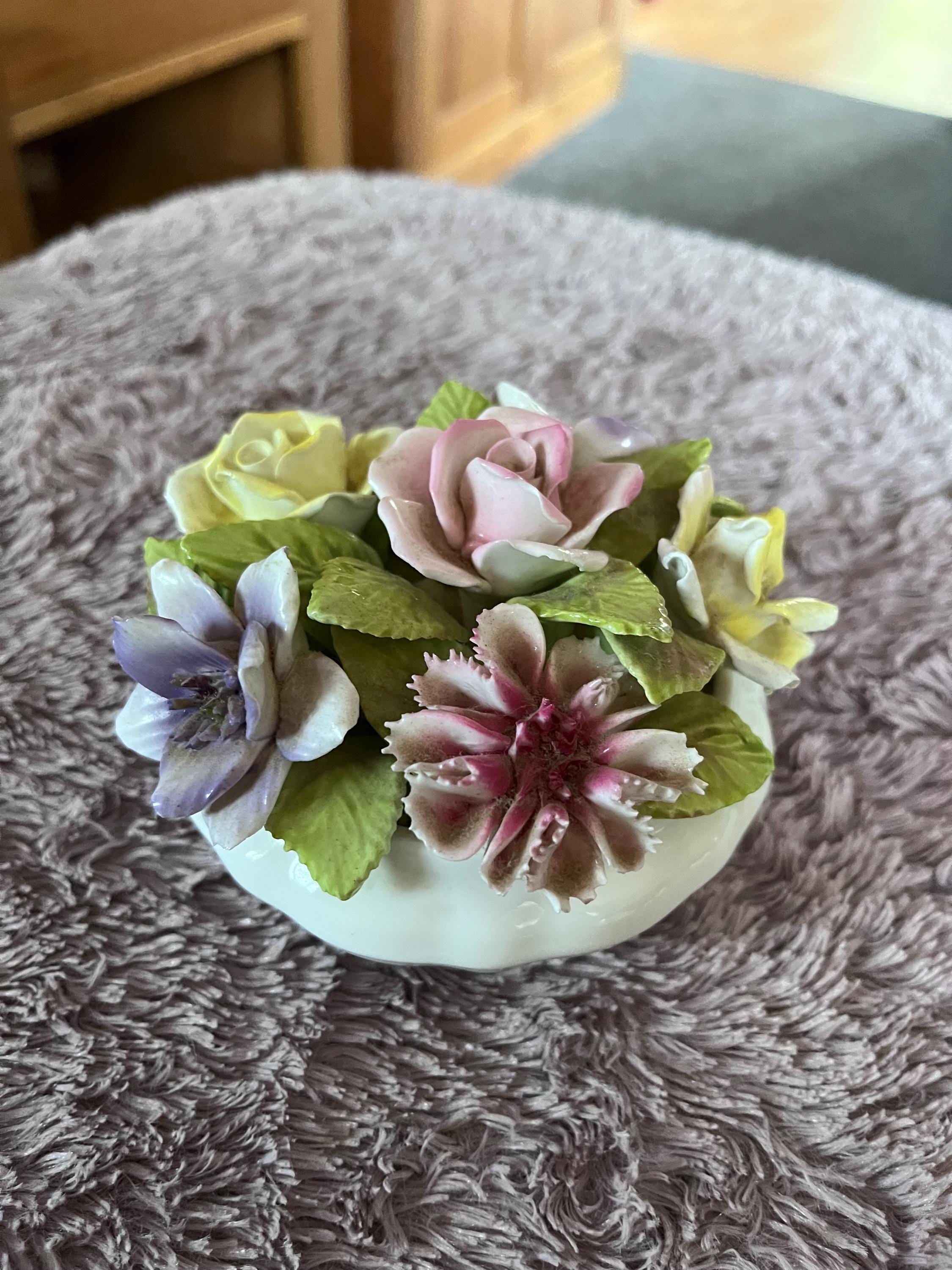 Vintage Coalport Bone China Roses Paperweight, Cottagecore Decor