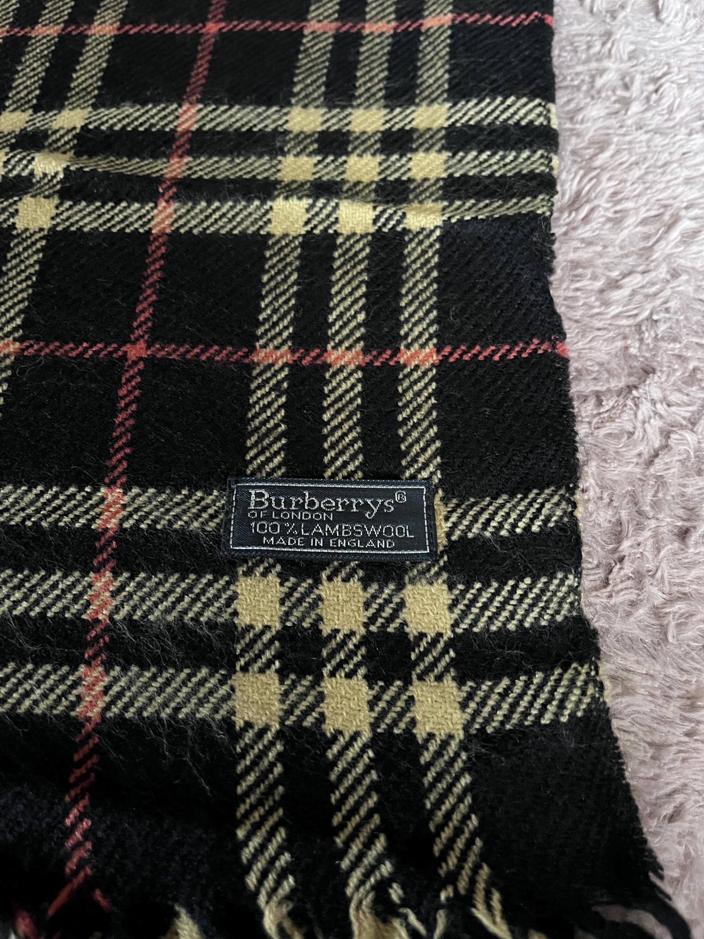 Burberrys of London Black Tartan Scarf 100% Lambswool Check