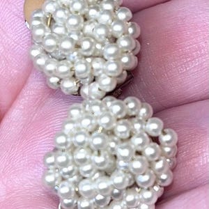 vintage faux pearl clip on earrings classic luxury design 60s 70s