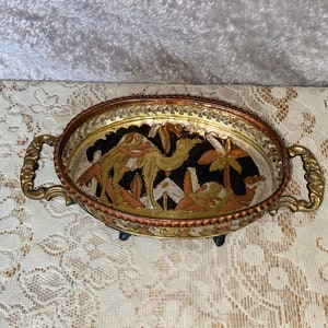 Rare Vintage Egyptian Tray Mixed Metals Copper Brass Tin Silver Unique Camel