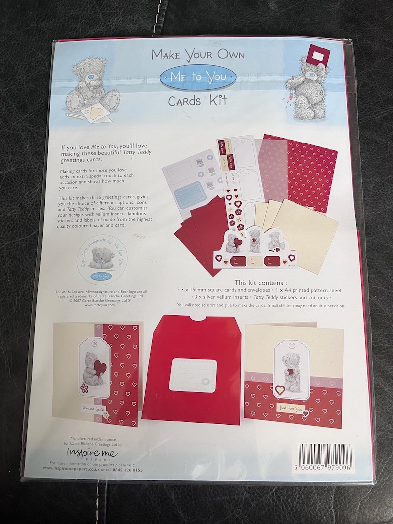 Tatty Teddy Me to You Bear Card Making Kit Makes 3 Cards - Etsy