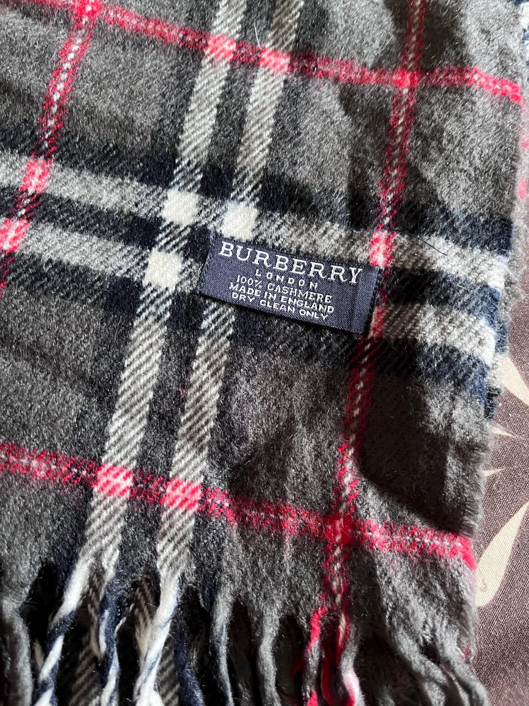 Vintage Burberry London Cashmere Scarf: Grey Tartan Plaid - Etsy