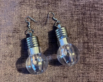 Light bulb drop earrings,made from acrylic with a hook-style fitting gift for her unique