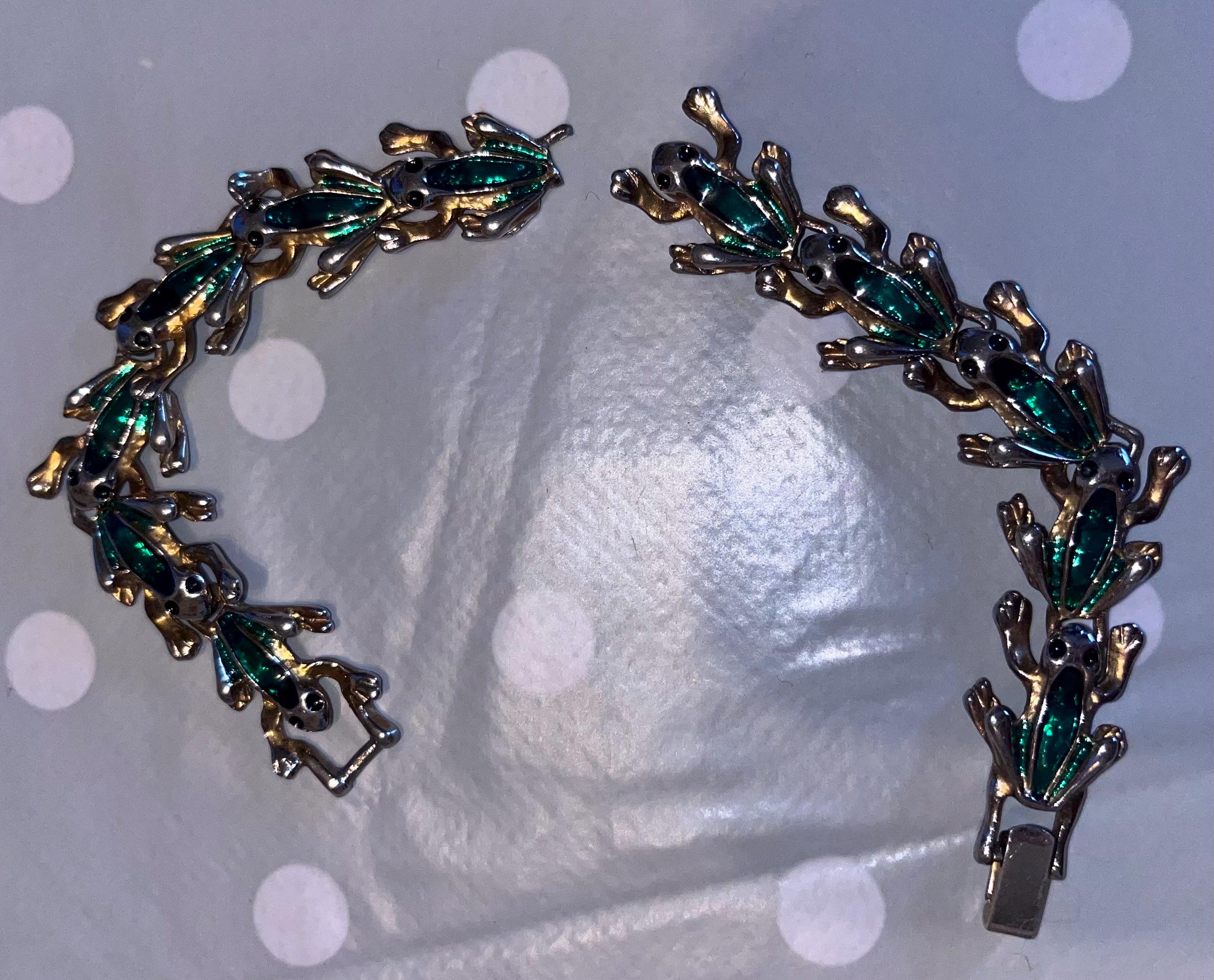 Bracelet Vintage Grenouille Argent Et Turquoise - 2004 - Neuf Sans Emballage