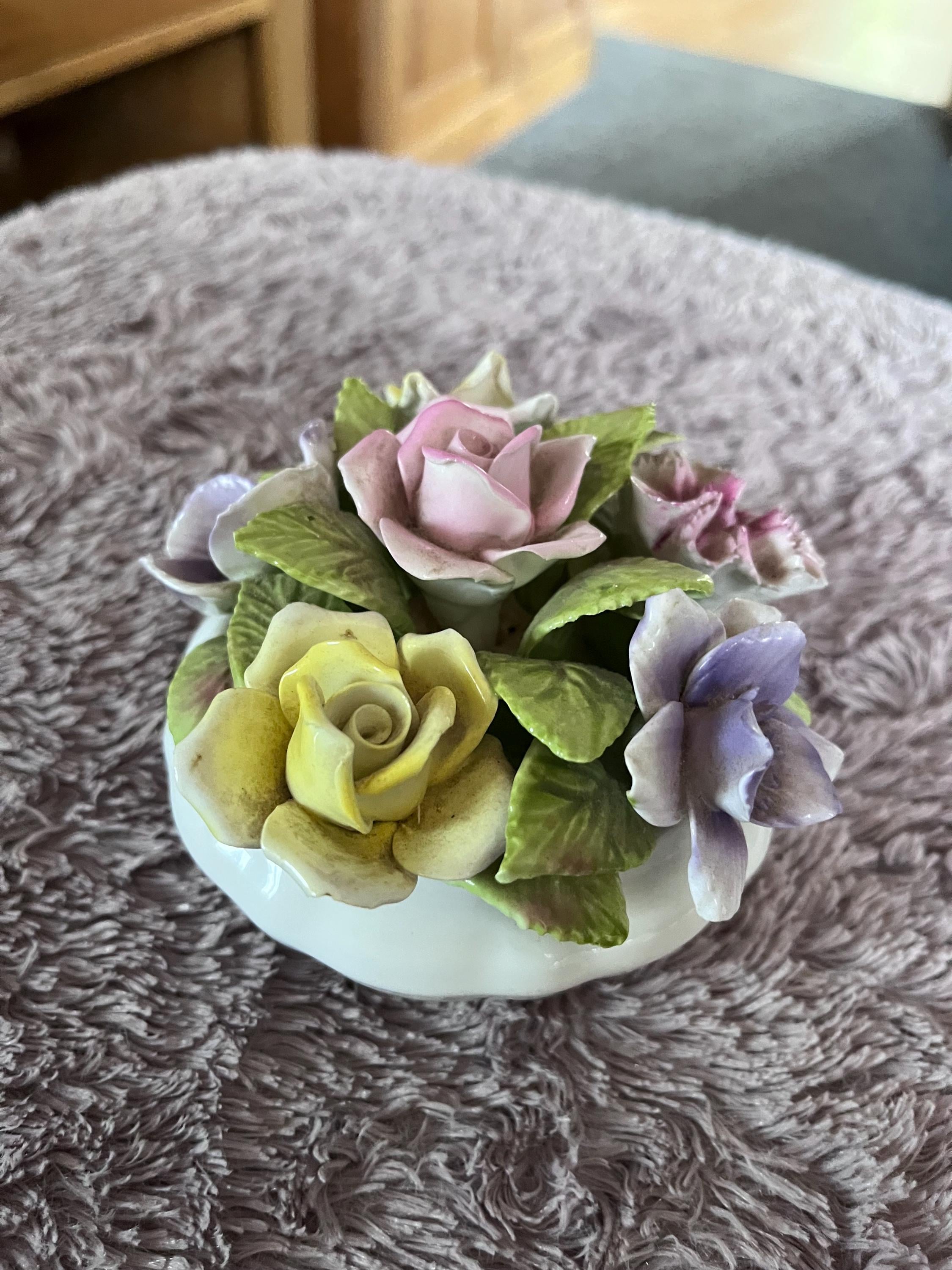 Vintage Coalport Bone China Roses Paperweight, Cottagecore Decor