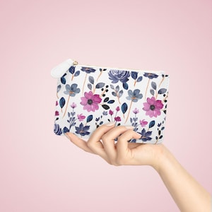 Floral Mini Clutch Bag: Faux Leather Travel Wallet