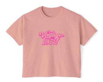 Camiseta gráfica vintage de 1972: camiseta retro de algodón con diseño cuadrado