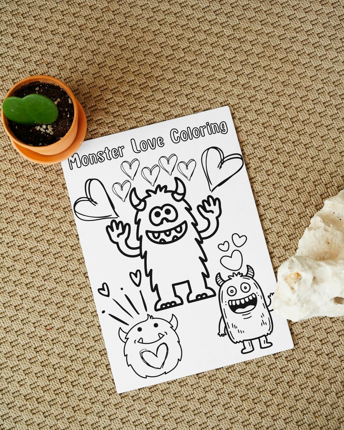 Monster Love Coloring Sheet | Cute Valentine’s Day Printable PDF | Kids ...