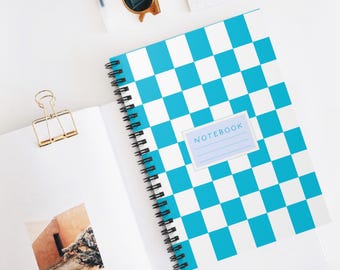 Checkered Spiral Notebook: Ruled Line Journal, 6" x 8"