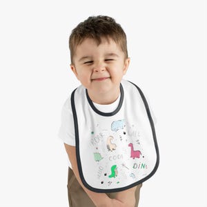Dinosaur-Themed Baby Bib | Cute Contrast Trim | Perfect for Feeding  Gifts |  Newborns | Baby Showers and Playtime