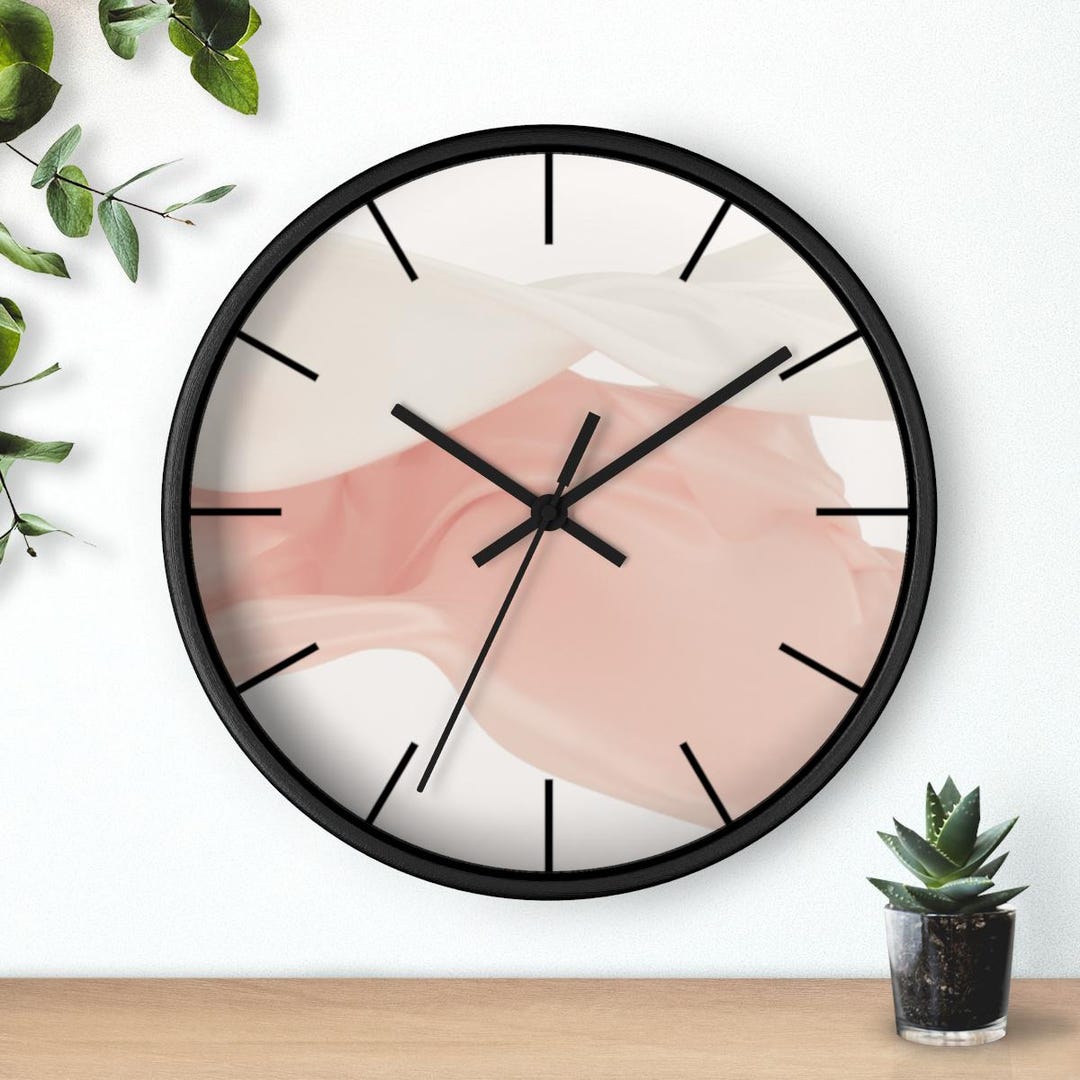 Minimalist Abstract Wall Clock: Modern Wood Frame, Silent Movement - Etsy