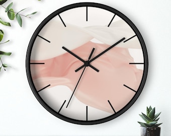 Reloj de pared minimalista abstracto: marco de madera moderno, movimiento silencioso