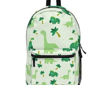 Dinosaur Print Kids Backpack: Durable Polyester School Bag