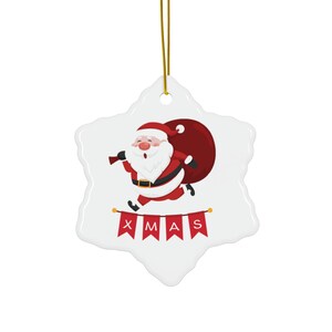 Ceramic Christmas Ornament: Santa Snowflake, Star, Heart, Circle