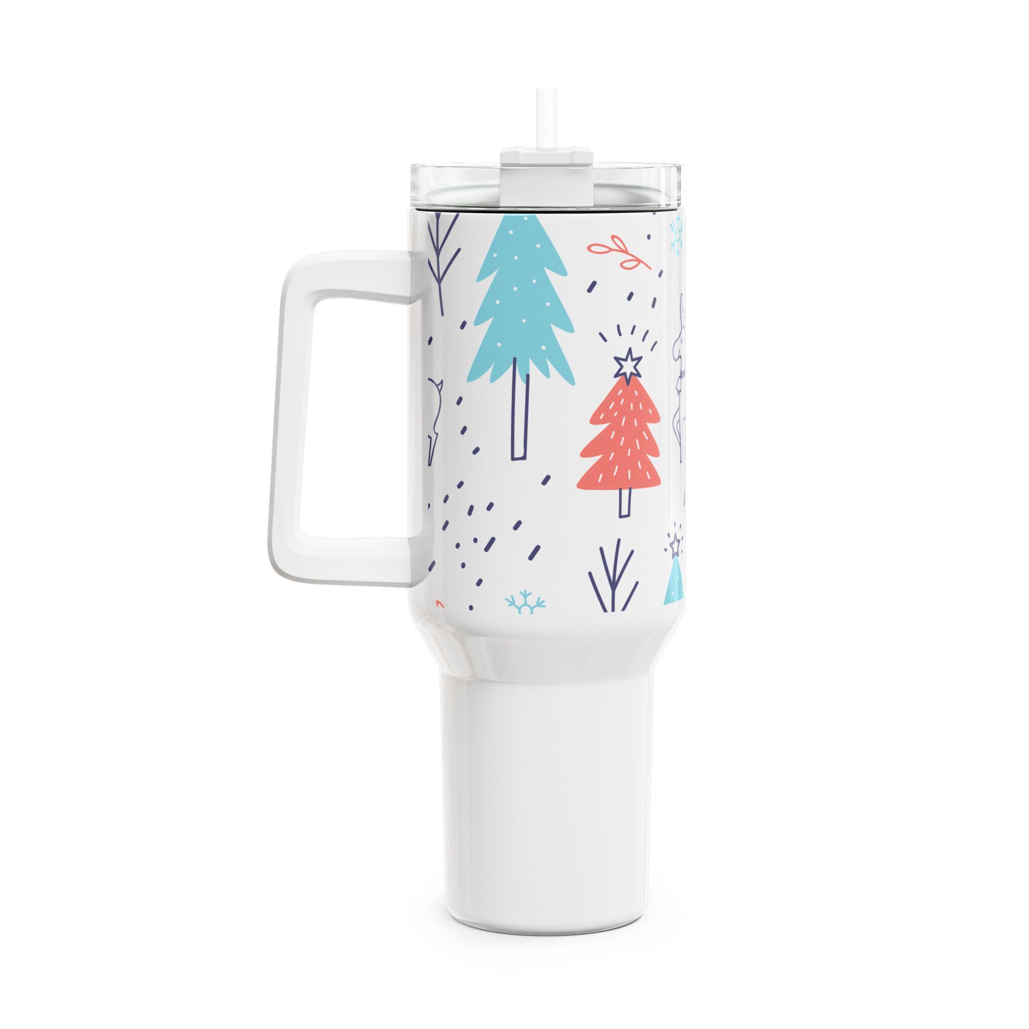 Borraccia Termica 40 Oz In Acciaio Inox - Bigfoot Tumbler Con Cannuccia E Manico - Bianca