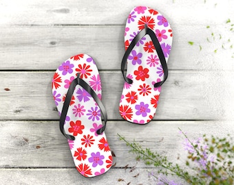 Floral Print Flip Flops: Summer Beach Sandals with Soft Suede