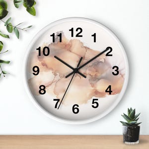 Elegant Watercolor Wall Clock | Timeless Home Decor| Modern Living Room Accent | Gift for Her | Stylish Office Wall Art | Unique