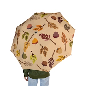 Autumn Leaves Foldable Umbrella | Stylish Rain Gear | Gift for Nature Lover |  Travel Accessory | Seasonal Decor | Fall Must-Have