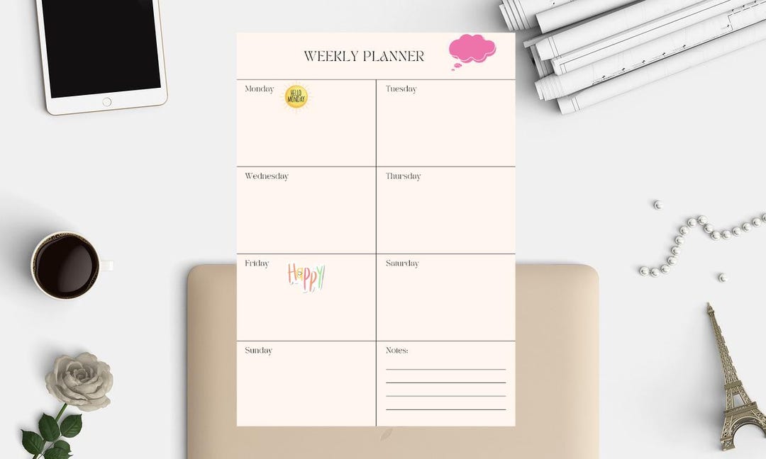 Weekly Planner Digital Template | PDF Downloadable - Etsy