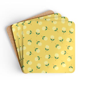 Floral Cork Coaster Set | Eco-Friendly Drink Coasters for Home Decor | Kitchen Accessories |Gift for Her | Housewarming | Summer Vibes