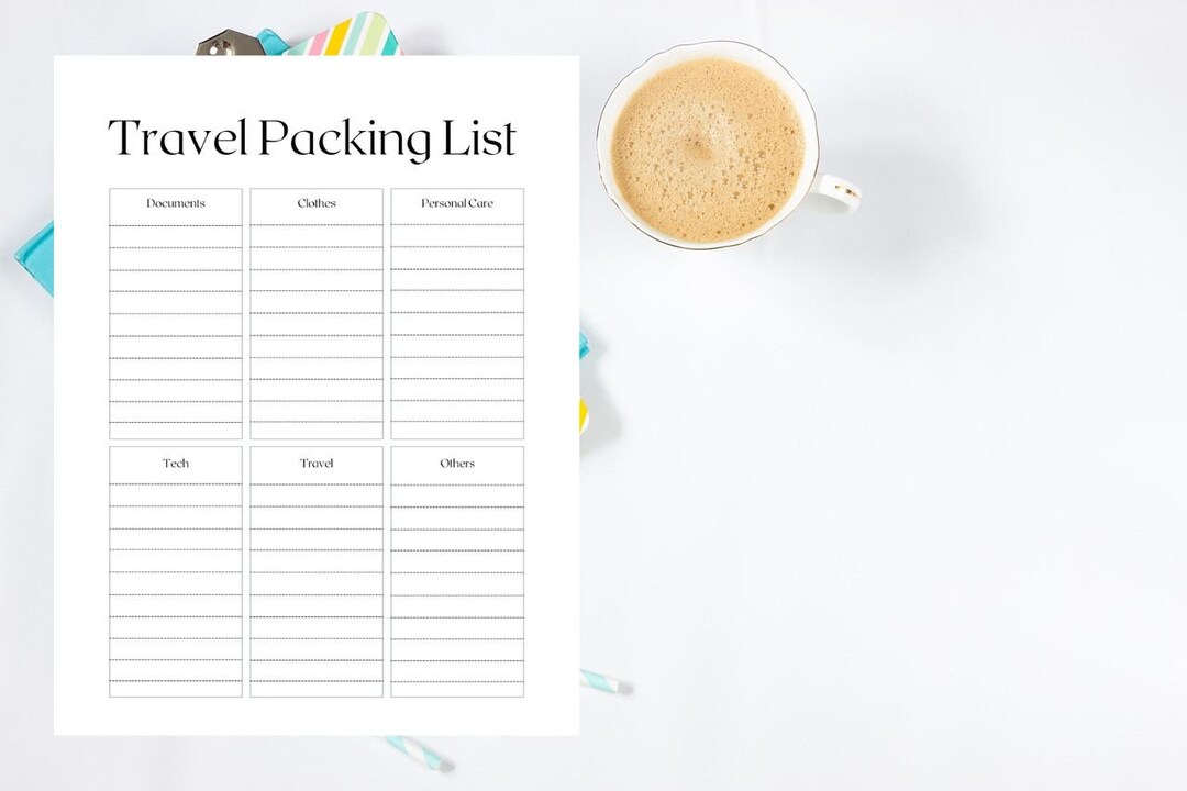 Travel Packing List | Printable List | Organizer | Digital - Etsy