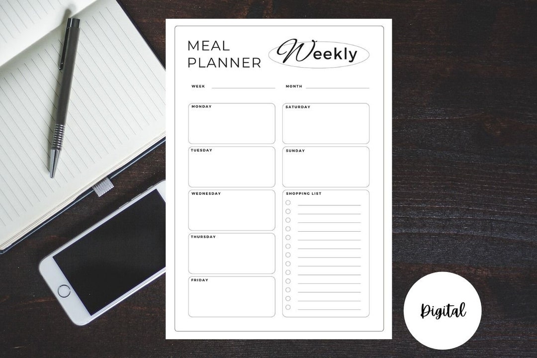 Printable Weekly Meal Planner | Food Diary | Meal Planner | Food ...