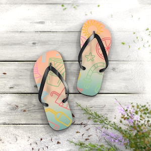 Colorful Summer Flip Flops|  Beach Footwear | Vacation Essential | Poolside Slippers | Summer Vibes |  Outdoor Comfort