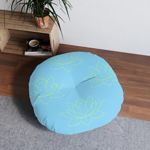 Lotus Flower Tufted Floor Pillow | Boho Home Decor | Zen Garden Cushion | Relaxation Pillows|  Meditation Seating