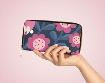 Floral PU Leather Zipper Wallet: Chic Everyday Purse