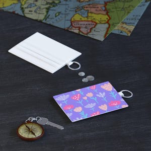 Kaarthouder van saffianoleer met bloemen | Chique accessoire voor dagelijks gebruik | Ideaal cadeau voor haar | Visitekaarthouder | Onmisbaar op reis
