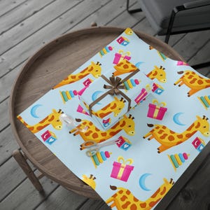 Playful Giraffe Wrapping Paper: Kids Birthday Party Gift Wrap