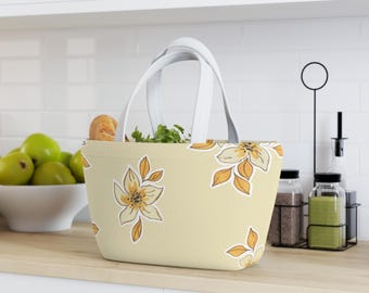 Chic Floral Lunch Bag | Stylish Snack Tote for Work | School, Picnics | Perfect Gift for Her |  Eco-Friendly | Reusable