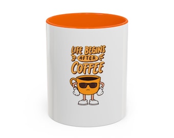 Taza divertida "La vida empieza después del café": regalo para los amantes del café
