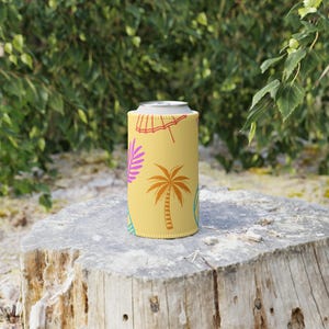 Tropical Vibes Stubby Cooler | Beach Party Drink Sleeve | Summer Picnic Accessory | Outdoor BBQ Companion | Fun Gift for Friends | Vacation