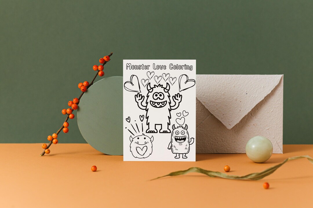 Monster Love Coloring Sheet | Cute Valentine’s Day Printable PDF | Kids ...