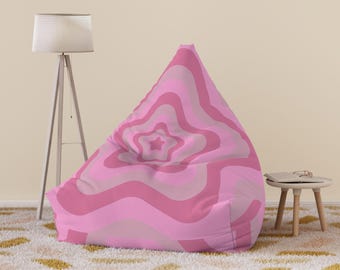 Pink Swirl Bean Bag Chair Cover: Cozy Polyester Lounge Decor