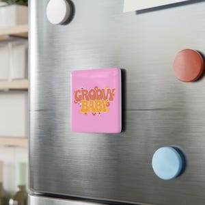 Groovy Baby Porcelain Magnet | Retro Home Decor | Cute Gifts | Flower Power | Colorful Fridge Magnet