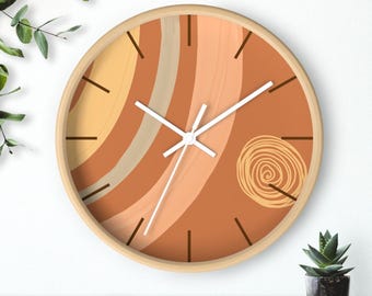 Boho Chic Wood Frame Wall Clock: Modern Artistic Home Decor