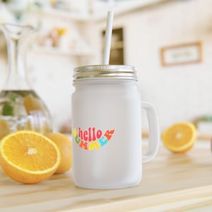 Colorful Summer Mason Jar with Straw | Perfect for Hot Days | Beach Parties | Gifts, and Home Decor