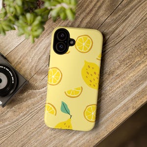 Zitrone Muster Handyhülle | Robuste Hülle | Citrus Chic Sommer Vibes | Geschenk für Freunde | Umweltfreundliches Telefonzubehör