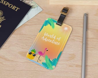 Tropischer Gepäckanhänger - 'World of Adventure' | Reise-Accessoire | Urlaub Zahnrad | Sommer Geschenk | Personalisierter Anhänger
