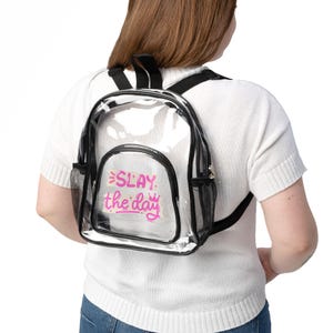 Clear Stadium Backpack with Fun Floral Design|  Cute  Approved Bag | Game Day Essential | Transparent School Backpack